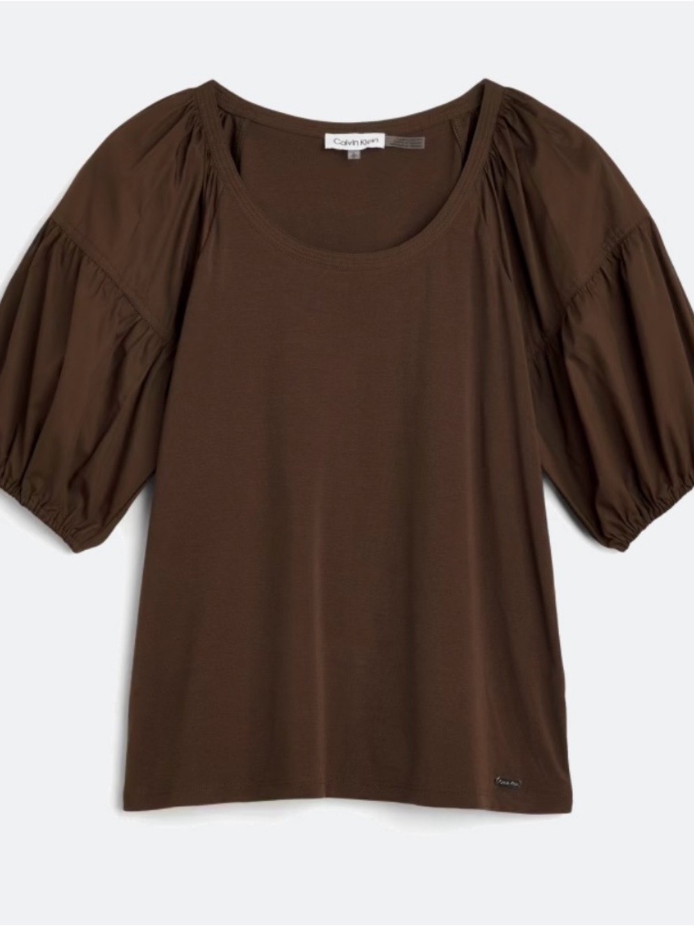 Calvin Klein Women's Brown Puff-Sleeve Top Size small